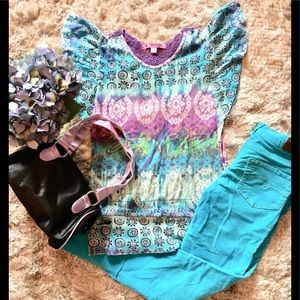 Colorful Boho Shirt with Lace.